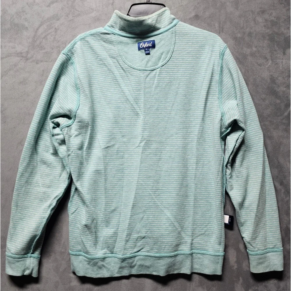 Oxford Mens Quarter Zip Pullover Mint Green Cotton Blend Sweater M X2-1098